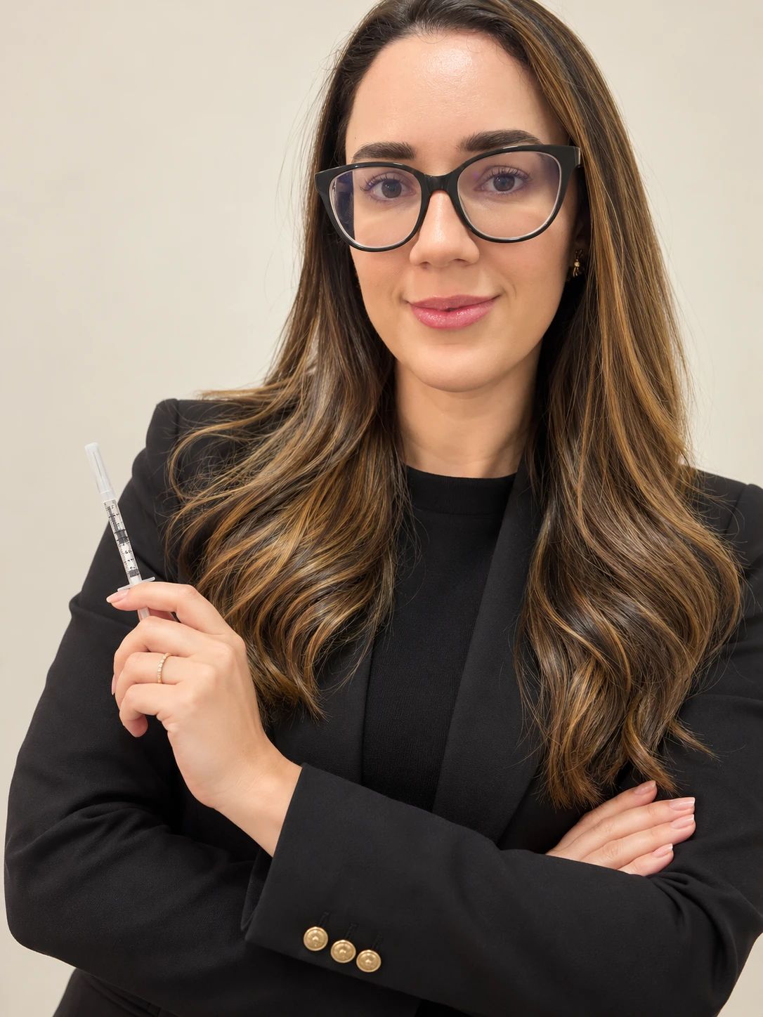 Dra. Marina Carbonera, biomédica esteta, no consultório em Taguaí